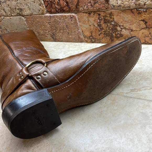 Acme Men Vintage Boots Biker Motorcycle Tall Leather Cowboy USA Brown Size 10.5D - Picture 12 of 16